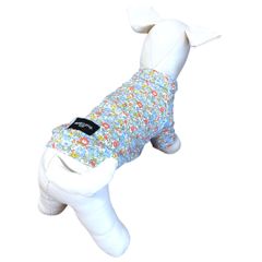 【ラグランTシャツ】犬服 リバティプリント リバティファブリック ベッツィアン（ライトブルー） ドッグウェア かわいい 花柄 フラワー 日本製