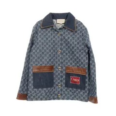 グッチ GUCCI デニムジャケット GG柄 651413 レザー Gジャン レディース Used Aのサムネイル