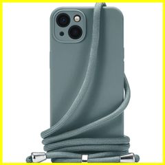 【在庫限定】Handodo iPhone 15 用 ケース iPhone 15 カバー ネック ショルダー ストラップ付き スマホ シリコン カバー 紐付き 斜めがけ 織りストラップ付き 調節可能なショルダー クロスボディ ネックレス 保護