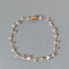 【Creema掲載済】ダブルポイントクリスタルAAA- マグネット式ブレスレット 14kgf 約17.5cm