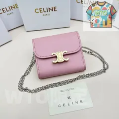 【本日限定】?Celine トリオンフ チェーンウォレット 10783 ? 高級本革＆チェーン付き！ミルクピンクの限定カラー[本日特価|新品未使用品]-WT0輸入