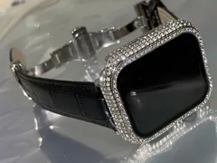 シルバーブラック　BOX付きアップルウォッチバンド 高級レザー 本革ベルト Apple Watch クロコダイル キラキラ　カバー　ケース メンズ レディース series１０　42㎜　46㎜　49㎜も入荷
