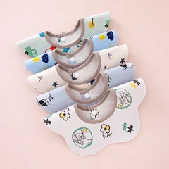 おしゃれ 防水 よだれかけ 360度 スタイ 5枚セット 男の子 女の子 D