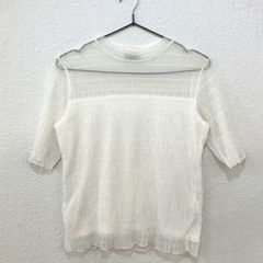 ミスティック mystic ★人気のシアーブラウス★ 半袖シアーハイネックブラウス 【F】 フリーサイズ ホワイト 白 【シンプルで合わせやすく様々なシーンで活躍】 MYZ1081404A0018