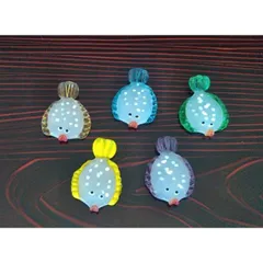 ガラス箸置 ひらめ 5客 5色 ガラス細工