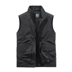 ☆ ブラック ☆ XLサイズ ☆ 防風ベスト pdvest04 ナイロン ベスト 防風 夏 前開き メンズ スポーツベスト ミリタリーベスト ジレ ジャケット 立ち襟 作業着 ワーク服 作業服 ミリタリー 春 秋 多機能 カジュアル アウトドア 通勤 通学