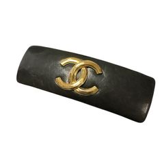CHANEL シャネル バレッタ ゴールド ブラウン ラムスキン ココマーク