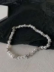 パールネックレス アクセサリー 韓国系 シルバー チェーン NPtH188