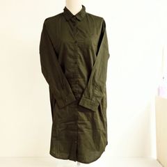 Navy　ネイビー　長袖シャツ　ポケット付き　Lサイズ 緑色　綿100%　 日焼け対策　紫外線対策　AHR7-9E