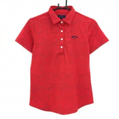 【美品】キャロウェイ 半袖ポロシャツ レッド×ネイビー 総柄 レディース L ゴルフウェア Callaway