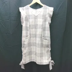 ◇ COUTURE バックチャック スリット リボン ノースリーブ ひざ丈 ワンピース サイズF マルチカラー レディース E  【1303270015125】