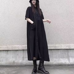 美品 TREFLE+1 フレア ロング ワンピース 洗える ノースリーブ 黒 F
