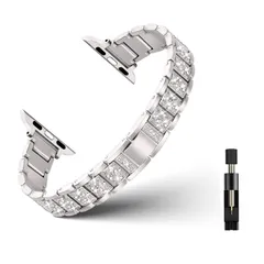 【在庫セール】キラキラ ステンレス に対応、レディース 交換バンド、ファッションスリムラインストーン交換ストラップ 42mm Apple watch 41mm Series 40mm 11/10 38mm (42mm)/SE 3/2/SE/Series アップ