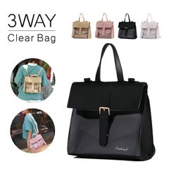 クリアバッグ 3way ポーチ付き リュック ショルダーバッグ ハンドバッグ レディース 鞄 カバン バッグ 手提げバッグ クリア素材 透明バッグ 斜めがけ 肩掛け