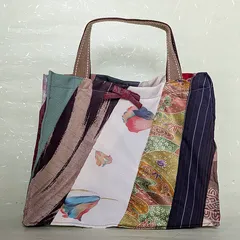 ハンドメイド　着物リメイク　エコバッグ　和柄　ちょうどいいサイズ
