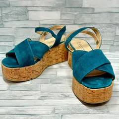 【美品】FABIO RUSCONI　厚底サンダル　アンクルストラップ　グリーン　36 (23㎝)