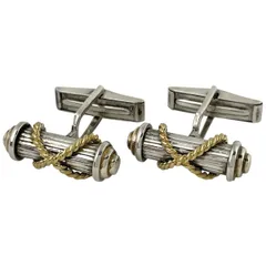 【在庫一掃】 ティファニー TIFFANY&Co. シグネチャー カフス カフスボタン カフス シルバー925 ゴールド シルバー メンズ 【中古】のサムネイル
