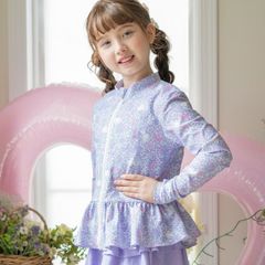 【小花柄猫ライラック】フリルラッシュガード TAK キッズ キャサリンコテージ