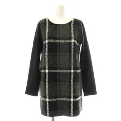メイソングレイ MAYSON GREY チュニック 長袖 クルーネック チェック 切替 ウール混 2 M グレー 黒 ブラック 白 ホワイト /NW38 ■MAのサムネイル