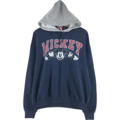 古着 90年代 ディズニー Disney MICKEY MOUSE ミッキーマウス キャラクター スウェットプルオーバーパーカー USA製 メンズL相当/eaa527758