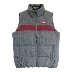 サイズ：M LECOQ GOLF ルコックゴルフ  ダウン ジップベスト ヘリンボーン柄 グレー系 [240101291821] ゴルフウェア メンズ ストスト