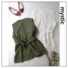 신품 정가 16500엔 상당 mystic 미스틱 2점 세트 밀리터리 지레 베스트 코튼 면 100% Free 화이트 화이트 카키(94Y＋2856)26H