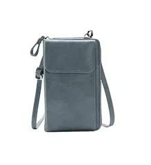 [Four leaf] 大容量 スマホが入る ショルダー 財布 スマホポーチ レディース スマホショルダー 財布付き お財布ショルダー スマホポシェット 携帯ポーチ スマホ 一体型 (青) [ブルー]