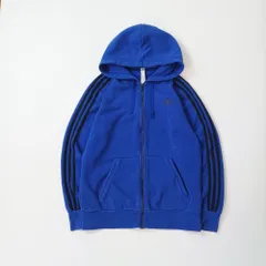 adidas アディダス フルジップパーカー スウェット スリーストライプス 裏起毛 ブルー O　B202507