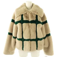 ファーファー furfur エコファーチェックブルゾン ジャケット F グレージュ グリーン /DO ■OSのサムネイル