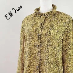 エルジュネEll Juneボトルネック花柄ボタニカル長袖シャツブラウスイエローM