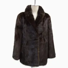 高級毛皮◇SILVER BLU IEMIRA FUR クロスミンクコート ダークブラウン シルバーブルー イエムラファーレディース 11号