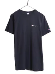 【お得なクーポン配布中!】 80s USA製 チャンピオン ワンポイント 半袖 Tシャツ メンズ L ヴィンテージ Champion スクリプト ロゴ 100% コットン シングルステッチ 紺