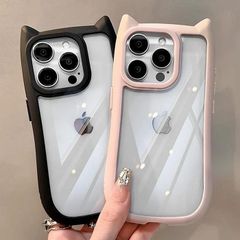 iPhone16e ケース iPhone16 ケース  iPhone15 クリア iPhone16pro ケース iPhoneケース 猫 猫耳 ネコミミ スタンド 韓国 かわいい クリアケース xzxiaoyun299