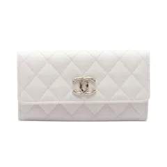 シャネル CHANEL 二つ折り長財布 マトラッセ ホワイト レザー マトラッセ ZIP財布 レディース Used Aのサムネイル