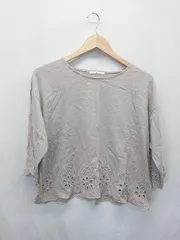 ◇ Θ NICE CLAUP ナイスクラップ 長袖 カットソー サイズ表記なし グレー レディース E  【1506180013834】