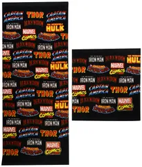 【新着商品】2505022900 綿100% ヒーローズネーム 34×80cm 34×36cm・FT WT マーベル Marvel フェイスタオル 丸眞