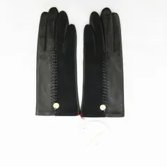 シーバイクロエ SEE BY CHLOE タグ付き グローブ 手袋 ラムレザー 切替 スエード ロゴメタル 21cm 黒 ブラック /VU◆ 1230のサムネイル