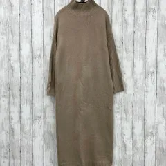 【 Re:EDIT 】リエディ 前後2WAYハイネック指穴マキシニットワンピース モカグレージュ Mサイズ