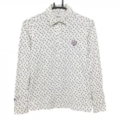 【美品】ゾーイ 長袖ポロシャツ 白×ネイビー 総柄  レディース M ゴルフウェア ZOY