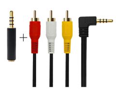 [Special Price Sale] 3.5mm to 3 RCA Male Plugs to RCA Stereo Audio Video AUX Cable (3.5mm Elbow, 1.5m) for AV Camcorders