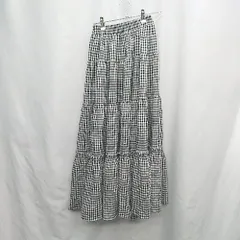 ◇ ⊆ ラウアー ギンガムチェック ロング フレア スカート サイズ37 ブラック系 レディース E  【1505220004627】