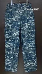 US NAVY USネイビー カーゴパンツ デジタルカモ デジカモ カモフラ ミリタリー メンズS ブルー系 古着 中古 20139