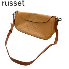 ラシット russet ショルダーバッグ レザー ロゴ柄 ヌメ革 おしゃれ ベージュ ライトブラウン