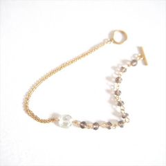 Ouca（ウーサ）ブレスレット／14KGF×グリーンアメジスト＆スモーキークォーツブレスレット