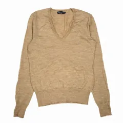 90s 00s RALPH LAUREN ラルフローレン カシミヤ混 ニット カットソー Vネック 長袖 トップス M ベージュ レディース 【中古】