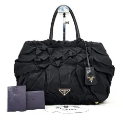 【凛とした美しさ】　プラダ　ハンドバッグ トートバック テスート ネロ ギャザー ナイロン  プリーツ  大容量　ブラック