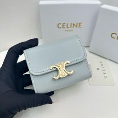 人気色♡ CELINE セリーヌ 財布 三つ折り財布 トリオンフ 氷河ブルー