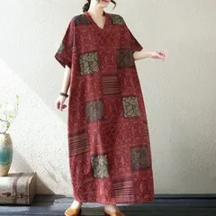 【新品】モード系　大きいサイズゆったりロングワンピース　体型カバー　ツートーン　マキシ　民族風春夏