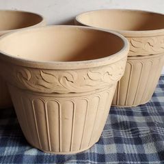 三河焼チューリップポット白焼9号お買い得3枚セット