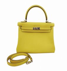 【新品】エルメス HERMES ケリー25　内縫い　スイフト　ライム　U刻印　SV金具